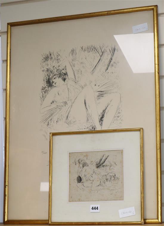 Andrew Dunoyer de Segonzac (1884-1974), etching, Nude on a riverbank, signed in pencil, 15 x 18cm and